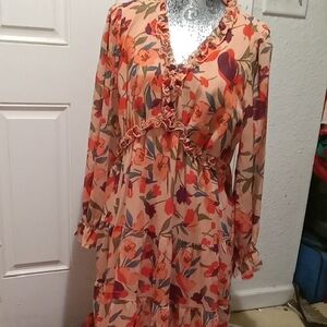 Elegant Floral Long Sleeve Dress